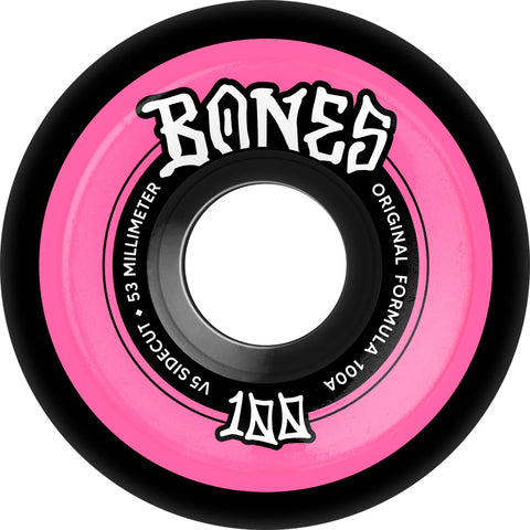Bones OG Formula Wides 53mm 100A Wheels (Black & Pink)